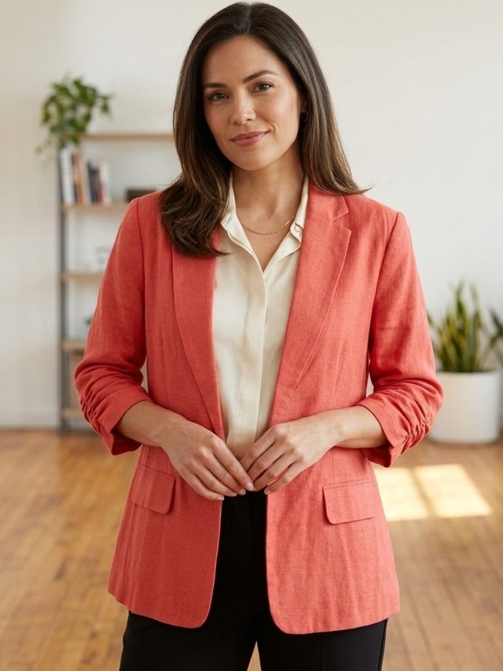 Orange Color Linen  Blazer size M